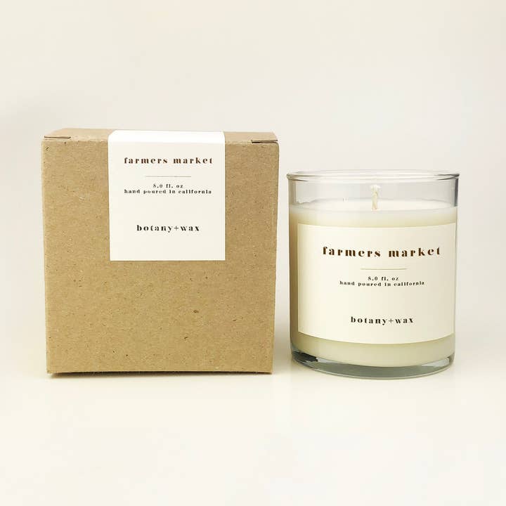 Farmers Market - Vaso con vela de soja de 10 onzas para venta al por mayor de botany+wax