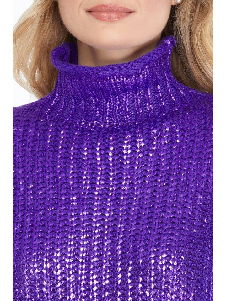 Peace Love Line - Wholesale Sweatshirt - Women's - SLI5012 - METALLIC FOIL SWEATER TOP1