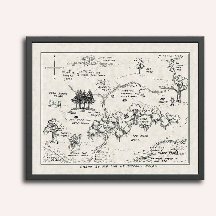 Mapa Impresso da Floresta dos Cem Acres do Winnie the Pooh por atacado de Damon D Chan