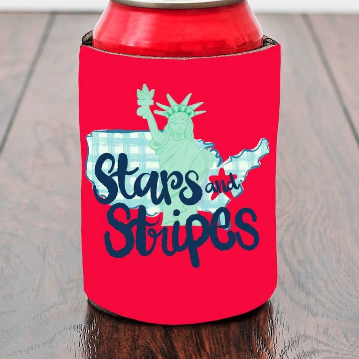4th of July Stars and Stripes koozies for wholesale by on the Bayou