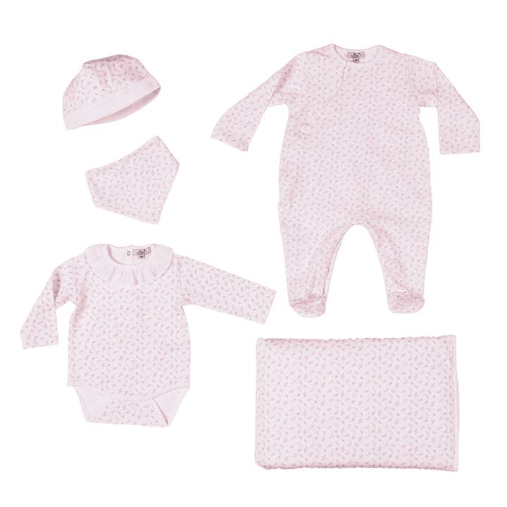 Bebe Sweeny - Vente Ensemble de vêtements – bébé - Ensemble de bienvenue à imprimé de feuilles roses pour petites filles (5)1