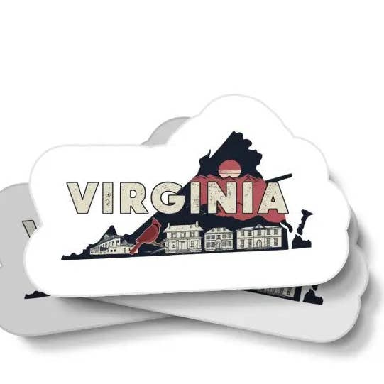 Retro Virginia Waterproof Sticker for wholesale by JE Creates