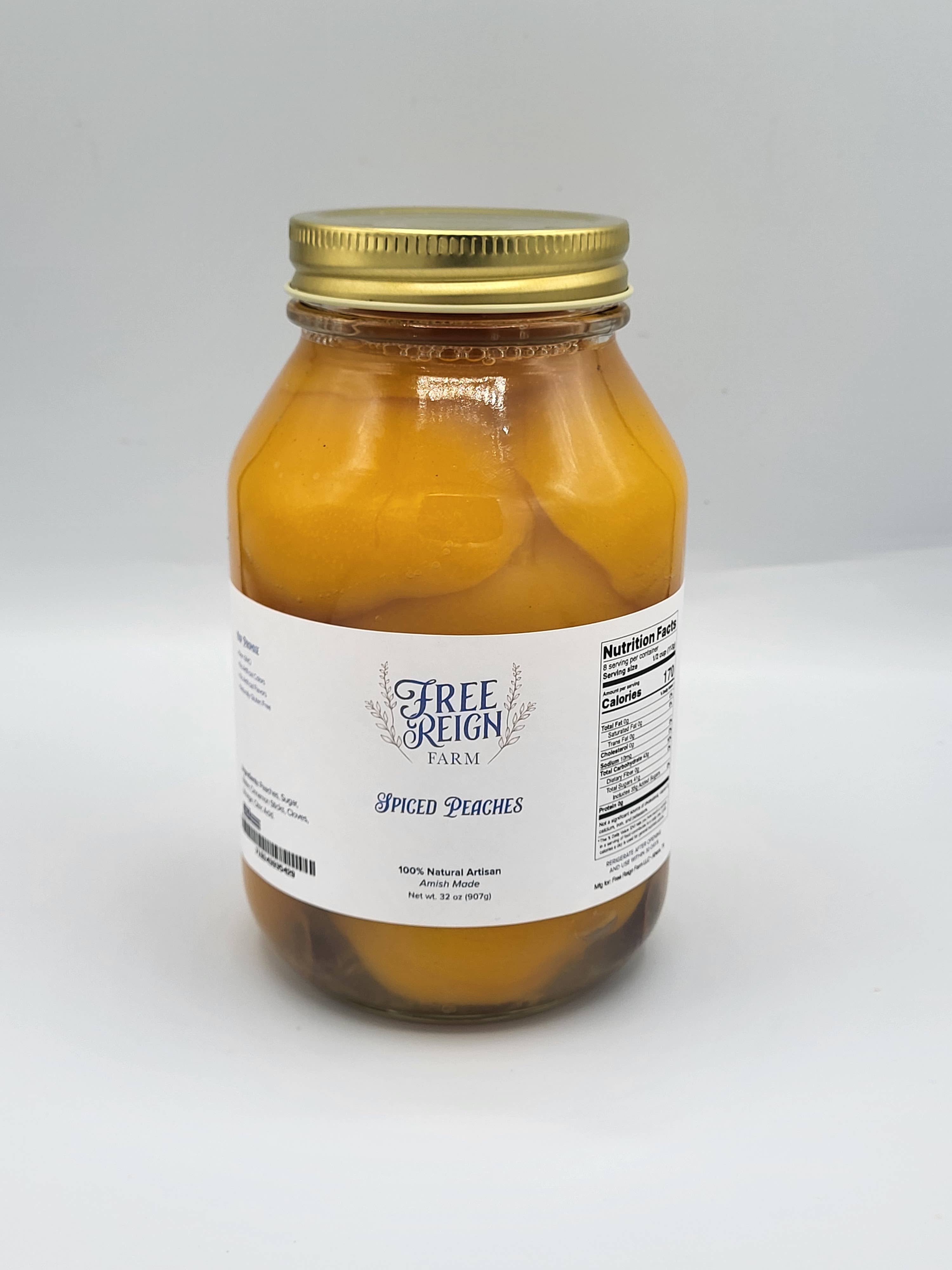 Free Reign Farm – Großhandel Marmelade/Gelee – NEU Amish Gewürzte Pfirsiche—Alles Natürlich.