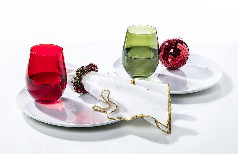 Abbott – wholesale Servettring – Pärlad servettring i kransform - Grön & Röd - 3" i diameter1