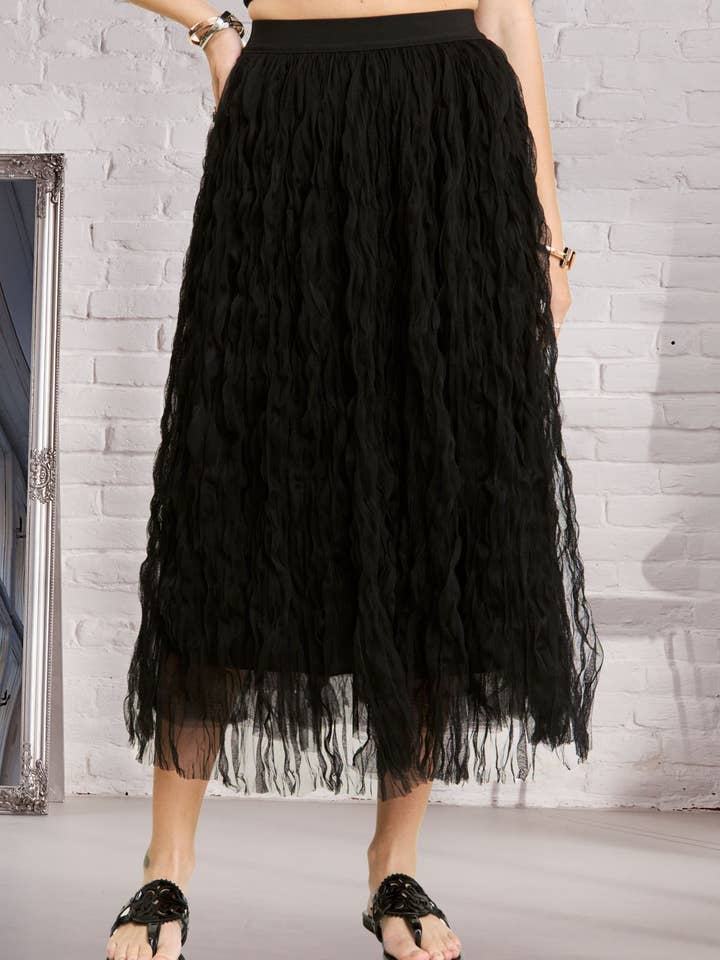 ADORA LA – wholesale Kjol - Dam – CES3645 - ELASTISK MIDJA MOLN FLUFFIG MAXI KJOL