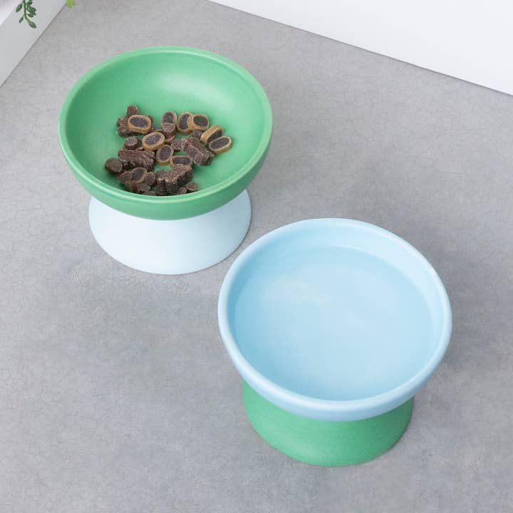 Comedero elevado para gato azul - pintado a mano HF para venta al por mayor de Helio Ferretti