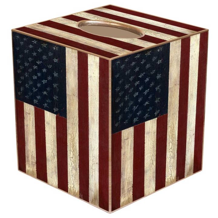 TB230-Antique American Flag Tissue Box Cover for wholesale by Marye-Kelley