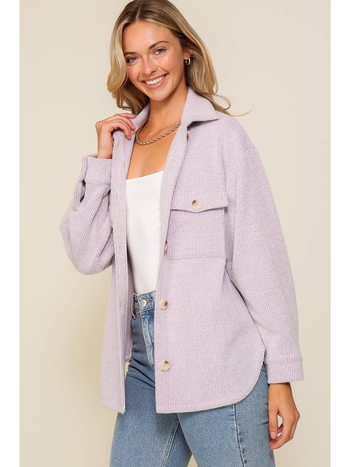 42POPS - Wholesale Shirt Jacket/Shacket - Women's - ._ SI-24833 Brushed waffle knit shacket
