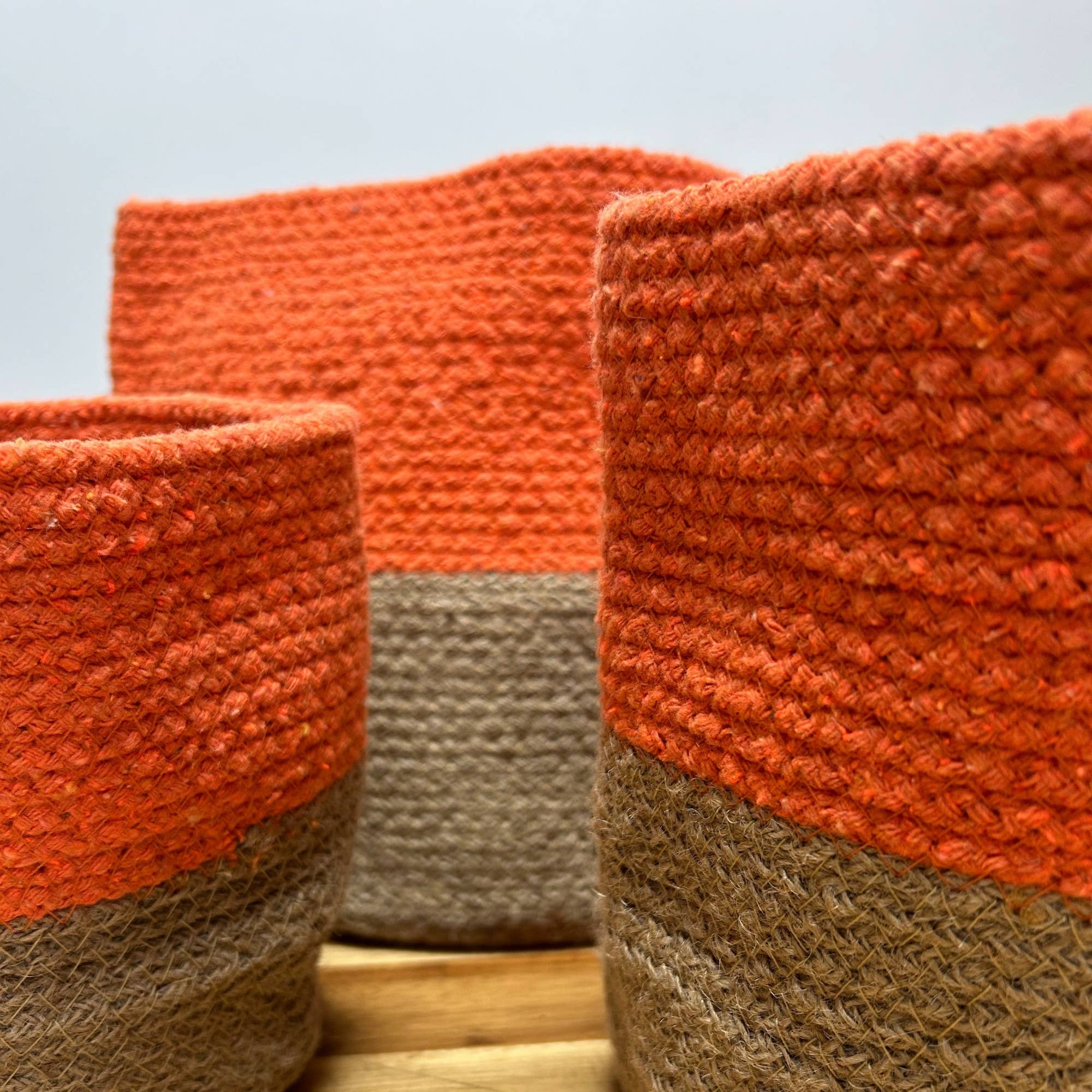 Ancient Wisdom – wholesale Basket – Set of 3 Cotton Rope Storage Baskets - Orange2