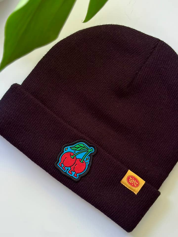 Cherry beanie black for wholesale by YAMZ: World of Color