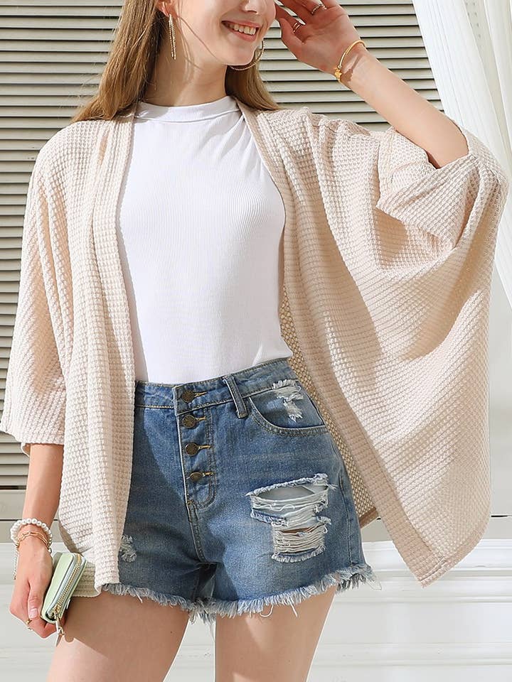 CWOCAL540_BATWING SLEEVE WAFFLE SWEATER KNIT CARDIGAN for wholesale by NINEXIS