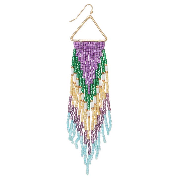 Pastel Pop Gold Seed Bead Fringe Earrings for wholesale by ZAD