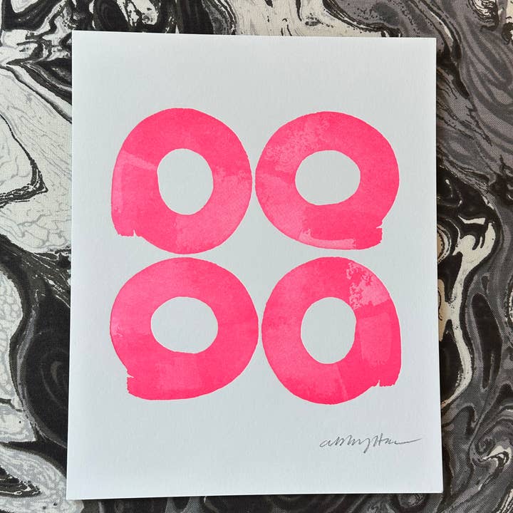 Kunstdruck mit 4 pinken Kreisen — Kollaboration in allen Formen und Größen für den Großhandel von Paper Epiphanies