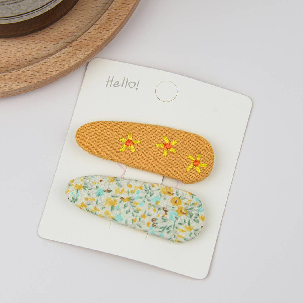 TheDivaSoap - Wholesale Hair Clip - Kids - Embroidered Floral Snap Hair Clips Set8