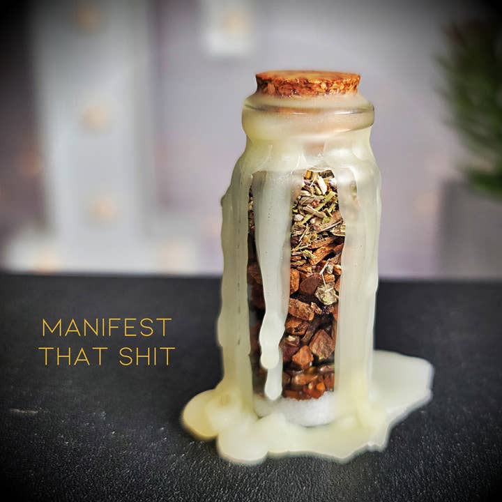 THUG MERMAIDD - Wholesale Meditation Supplies - MANIFEST THAT SHIT Bottle - Manifestation Jar, Manifestation bottle, Dream Job Spell Bottle, Soulmate Spell Jar, Money spell Bottle
