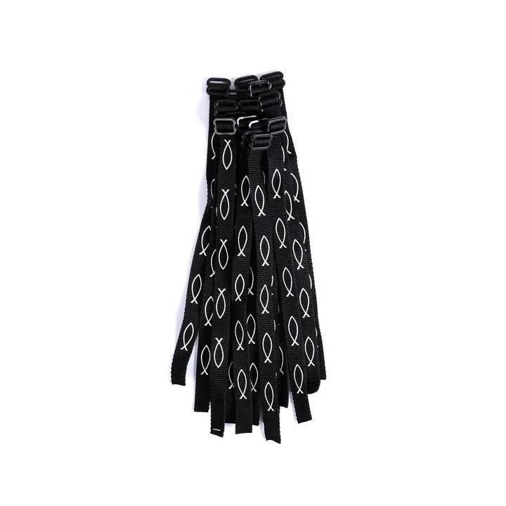 Swanson Christian Products - Wholesale Woven/Braided Bracelet - Bracelet Woven Fish Black Pk483