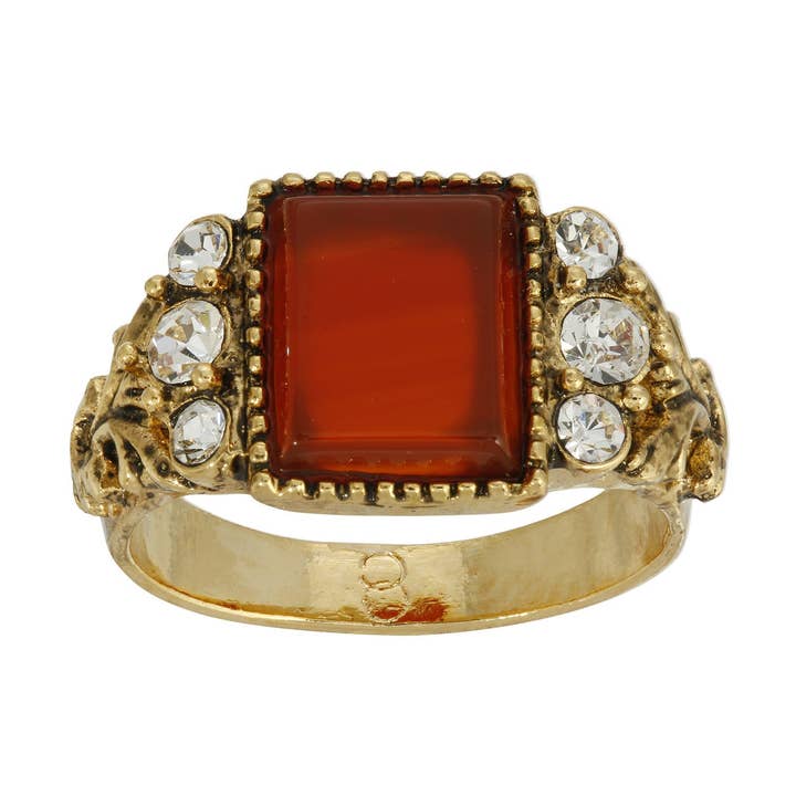 Schmuckring mit Schmucksteinen aus Karneol von 1928, mit Kristallen für den Großhandel von 1928 Jewelry