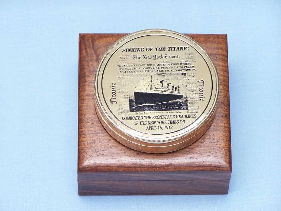 Hampton Nautical - Wholesale Navigational Compass - Solid Brass RMS Titanic Compass 4" w/ Rosewood Box2