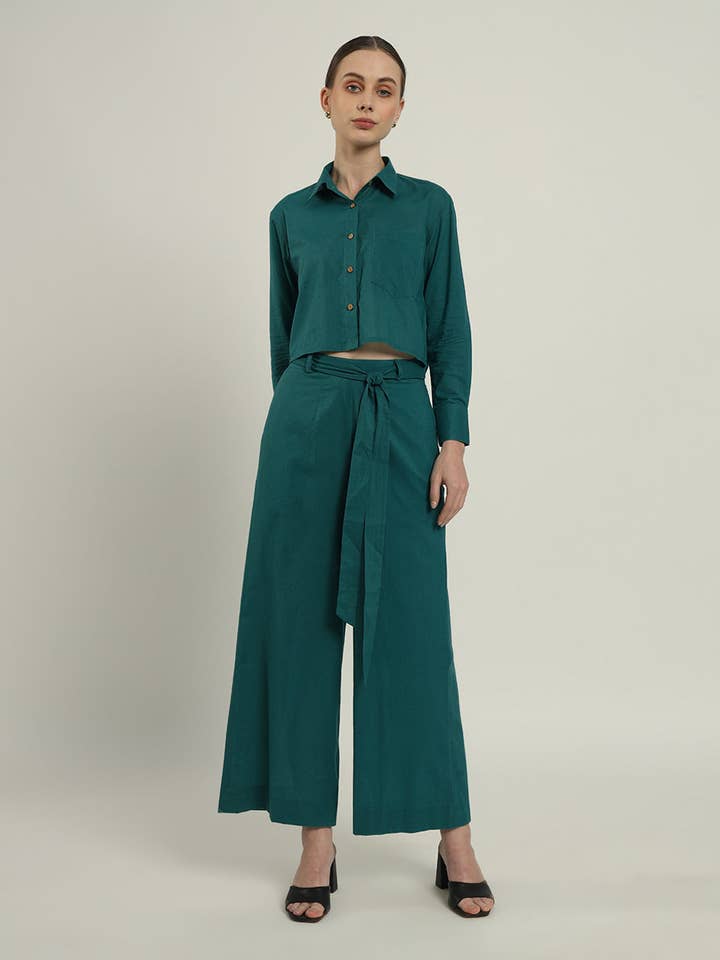 Pants Matching Set- Deep Teal Knot & Crop for wholesale by Thevasa