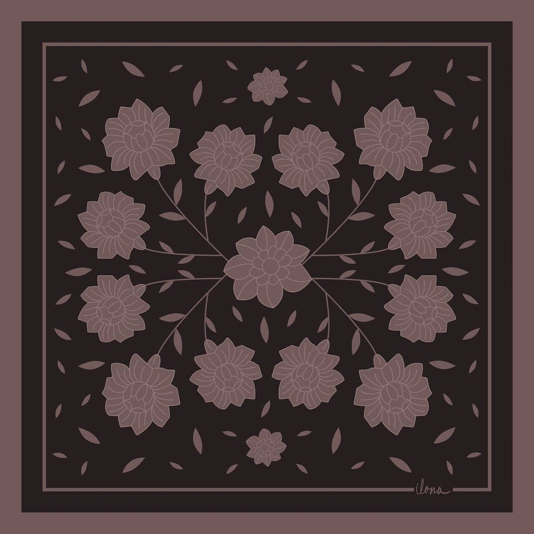 Hello Ilona - Wholesale Scarf - Women's - Kalocsa 100% Mulberry Silk Scarf - Barna (Brown, Pink)4