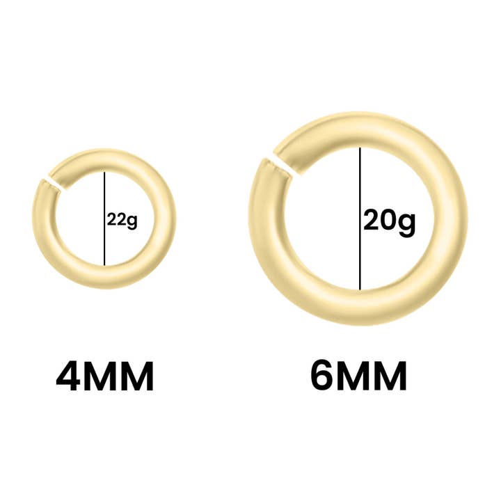 WJW - Wholesale Craft supplies - 10 Pack 14K Gold Plated Open Jump Rings