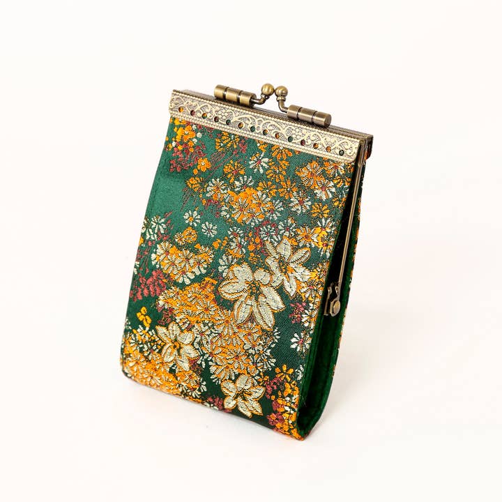 Cathayana - Wholesale Card Holder - Women's - Brocade Small Floral Pattern Card Holder with RFID