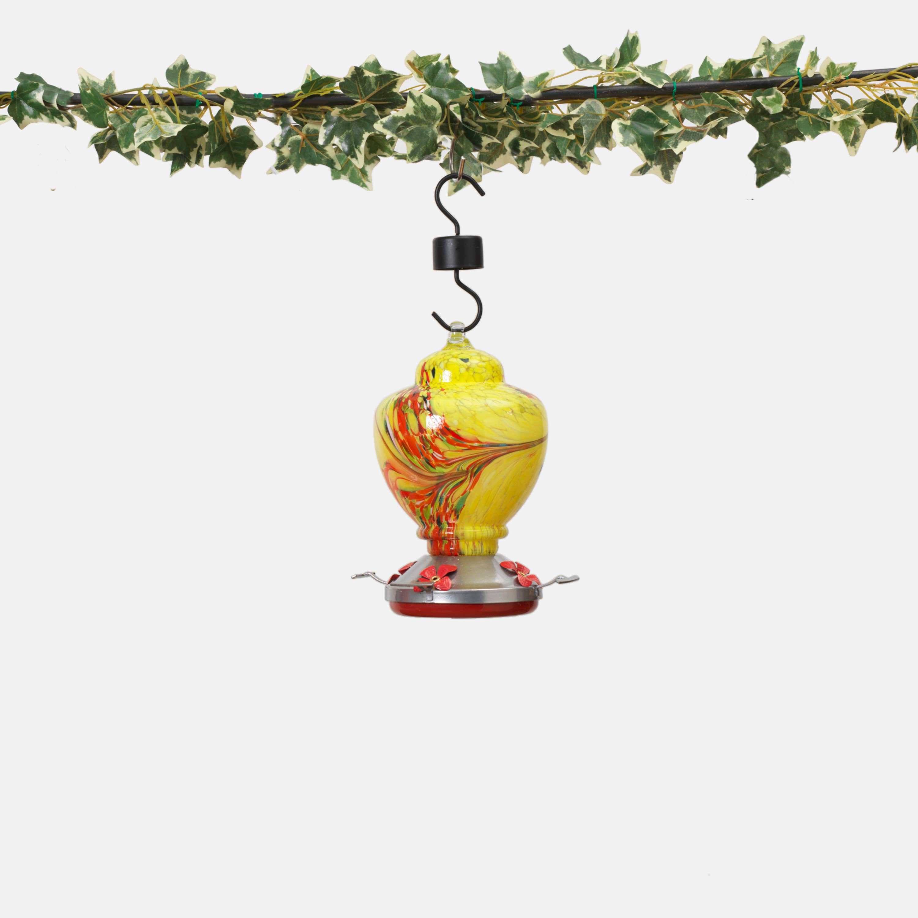 The Gerson Companies - Wholesale Bird Feeder - Discount 9"H Yellow Glass & Metal Hummi1
