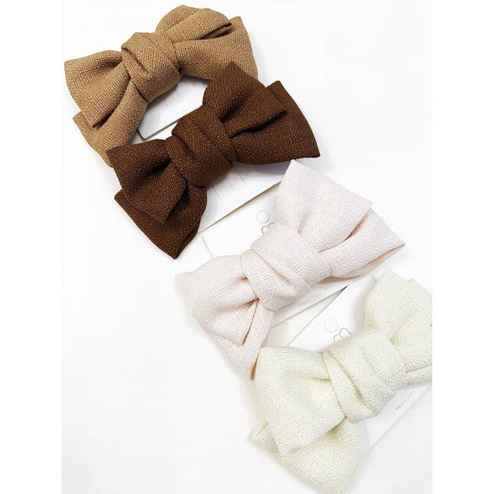 MIX COLOR Neutral Tone Double Layer Linen Bow for wholesale on Faire5