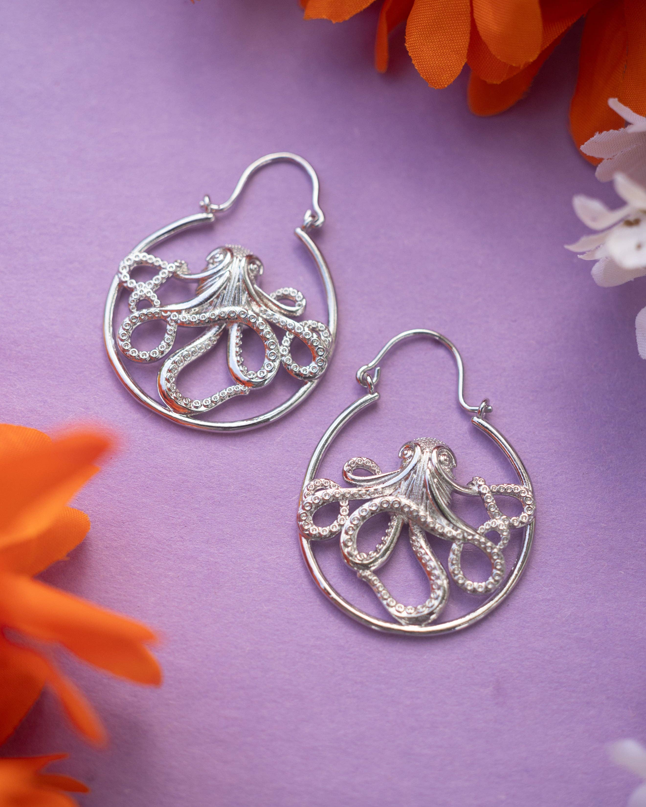 INNERPLANE - Wholesale Hoop Earrings - The Kraken Ocean Octopus Drop Earrings5