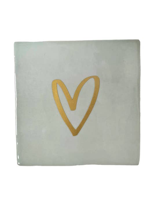 Tegeltje – Cœur – vert menthe | Céramique 10x10 cm pour la vente par Most Lovely