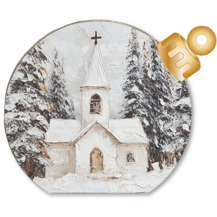 ORNAMENT DECORATIVE TABLETOP SITTER-CHURCH WOODS OIL PAINT 2 for wholesale by Jarmz Designs