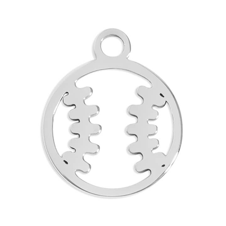 WJW - Wholesale Individual Charm/Pendant - 18K Gold PVD Stainless Steel Baseball Charm