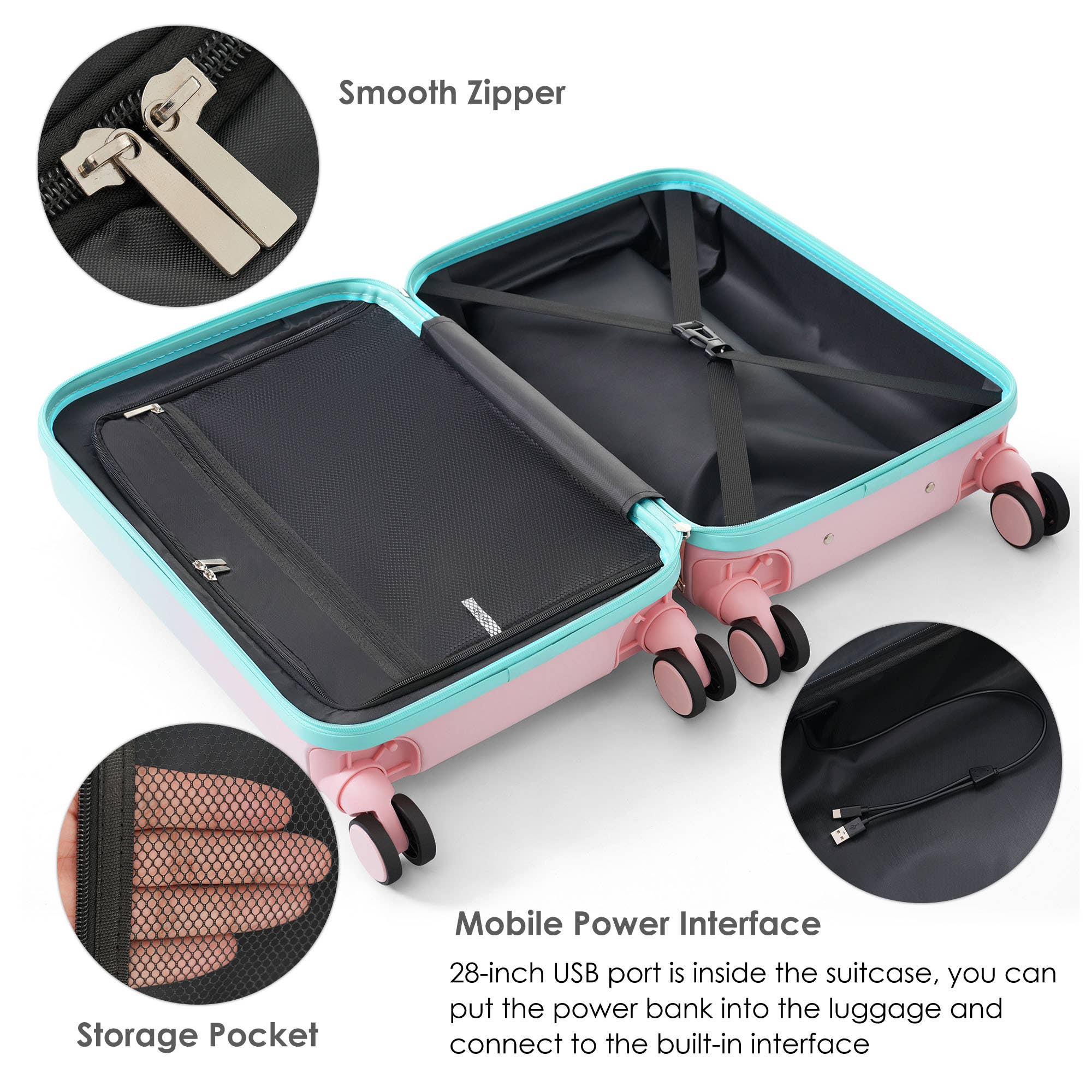 VTNG50 - Wholesale Luggage - Luggage Set of 3, 20, 24, 28inch with USB Port44