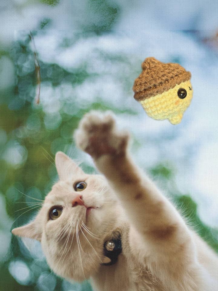 Augie le gland | jouet pour chat lesté pour la vente par Feline Grove