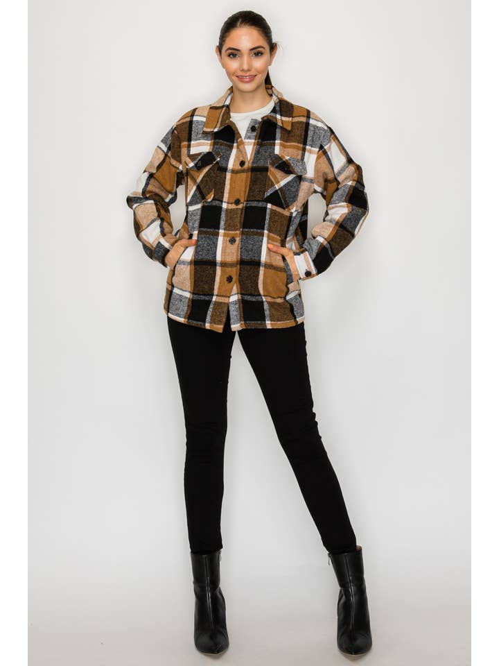 PATRONCITO USA INTERNATIONAL, INC - Wholesale Shirt Jacket/Shacket - Women's - Women Plaid Long Button Shirts Jackets (Shakets) LJ550-202517