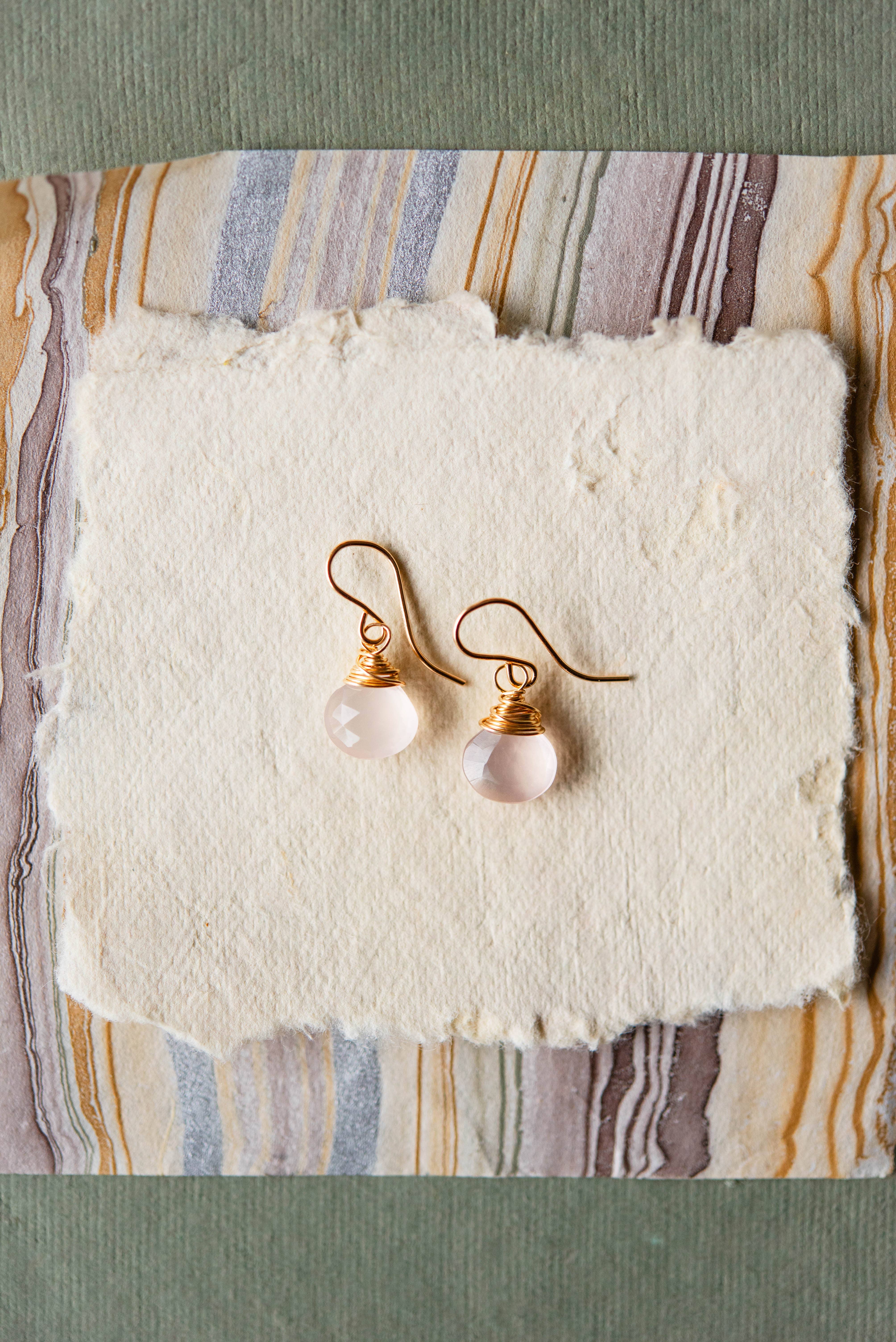 Bella Vita Jewelry - Wholesale Dangle Earrings - Pantone Earrings | Rose Quartz Natural Stone Earrings1