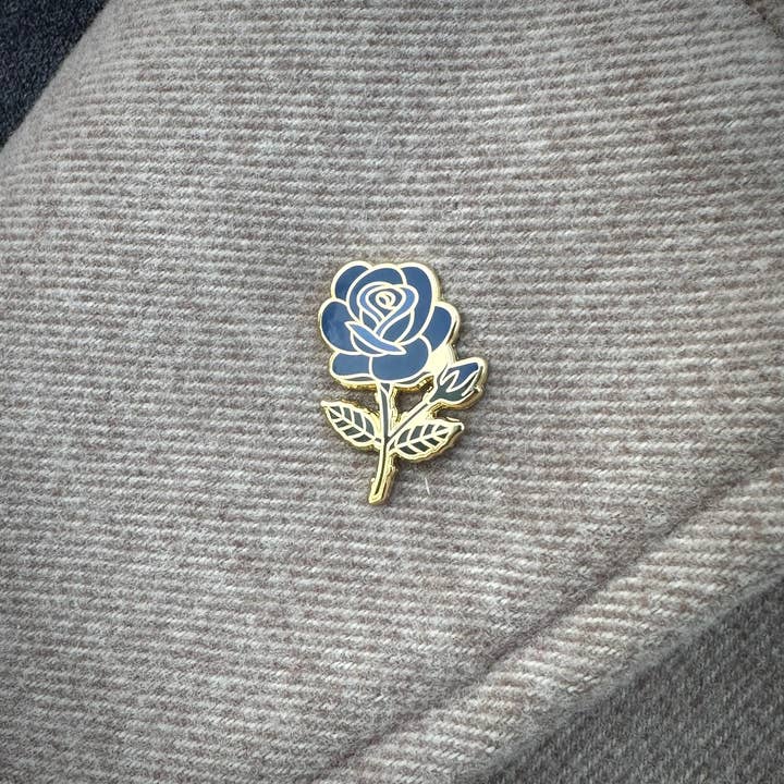 Plant Scouts - Wholesale Lapel Pin/Button - Blue Rose Flower Enamel Pin | June Birth Month Flower