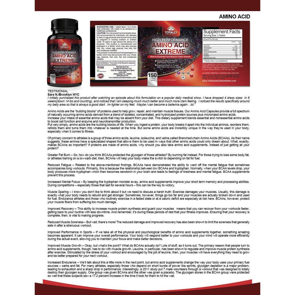 Totally Products - Wholesale Oral Supplement/Vitamin - L-Glutamine and Amino Acid Extreme Combo pack1