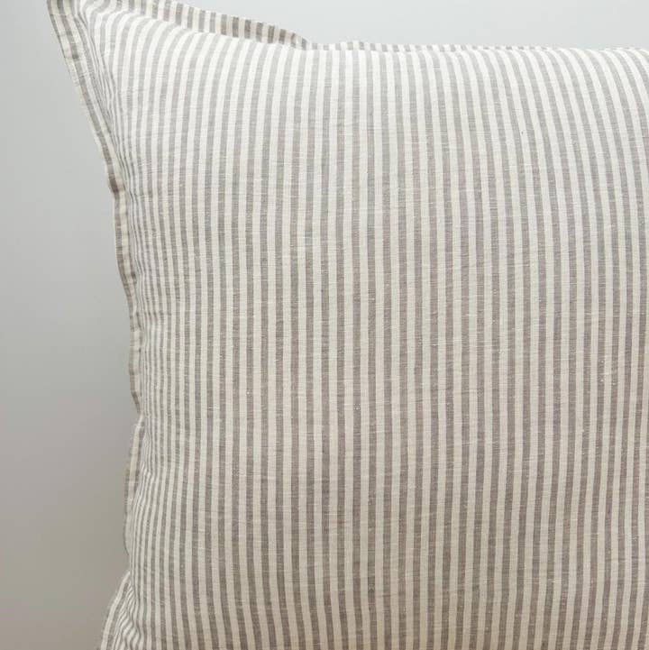 Mama and Tochter - Wholesale Throw/Decorative Pillow - Pure French Linen Euro Cushion - Grey Stripe