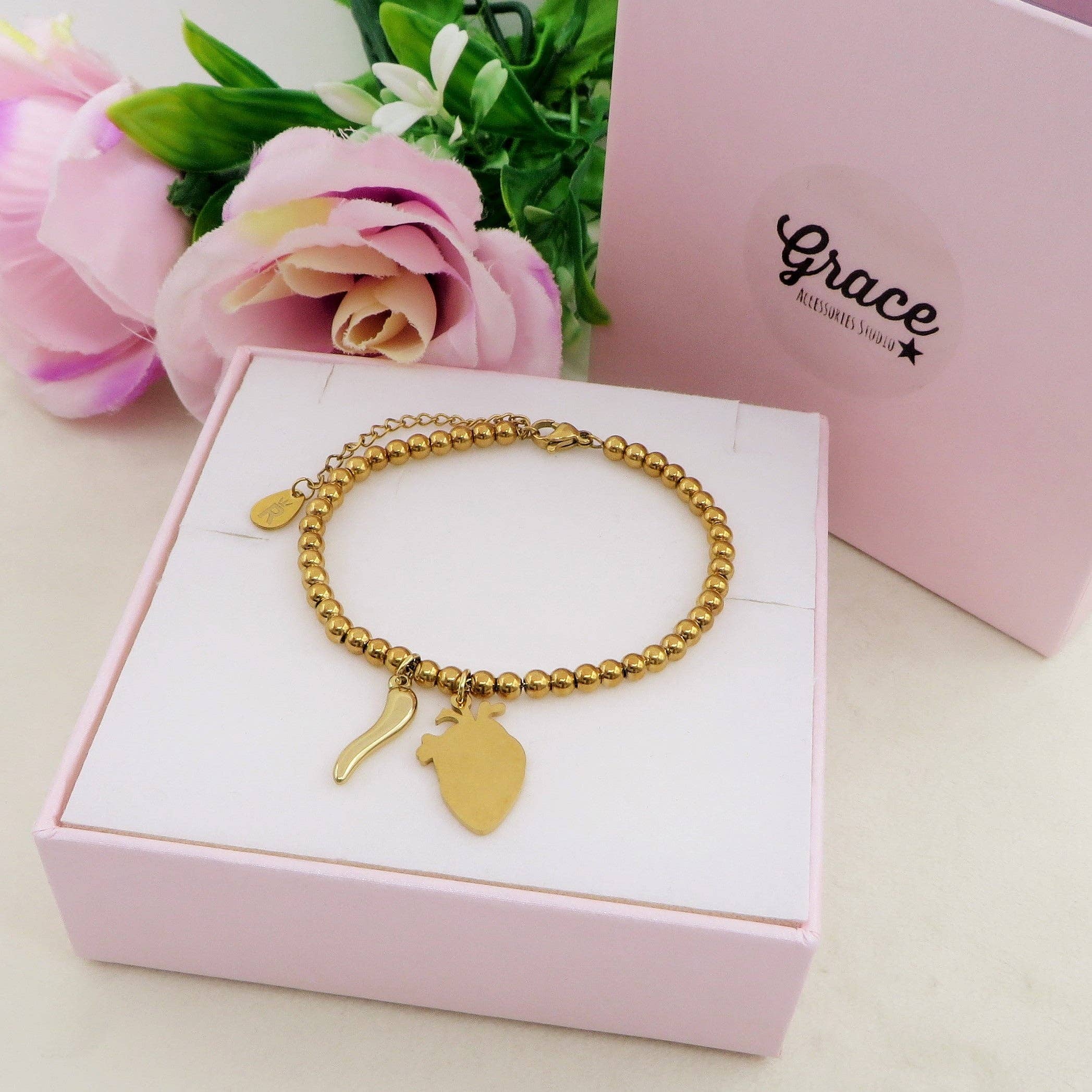 Daemon srls - Wholesale Charm/Dangle Bracelet - HUMAN HEART charm BRACCIALE  Pallini ~ ACCIAIO inossidabile - Bracciale cuore anatomico con ciondoli7