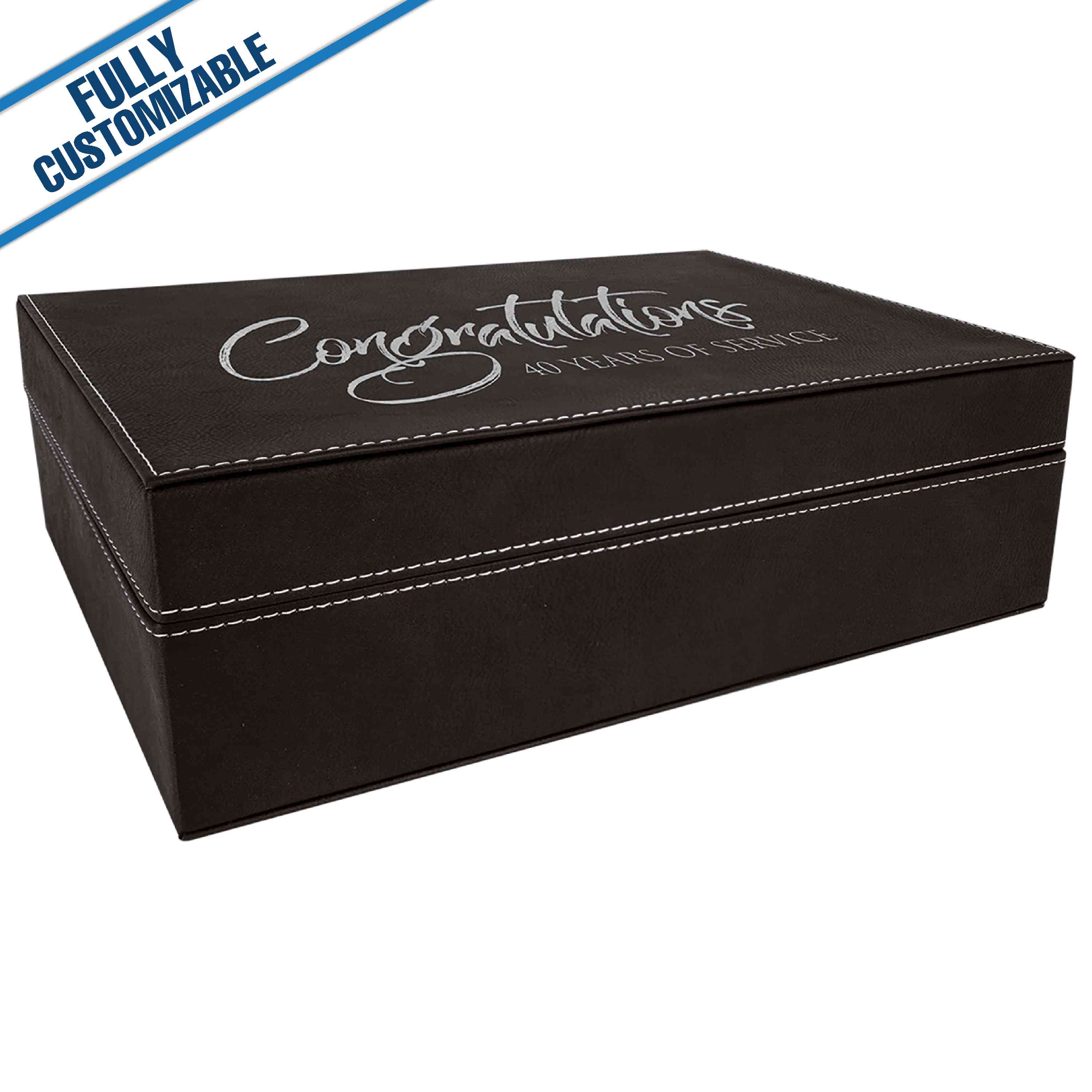 GiftWorksPlus - Wholesale Gift Box - Engraved Leatherette Rectangle Gift Box - Fully Customizable8