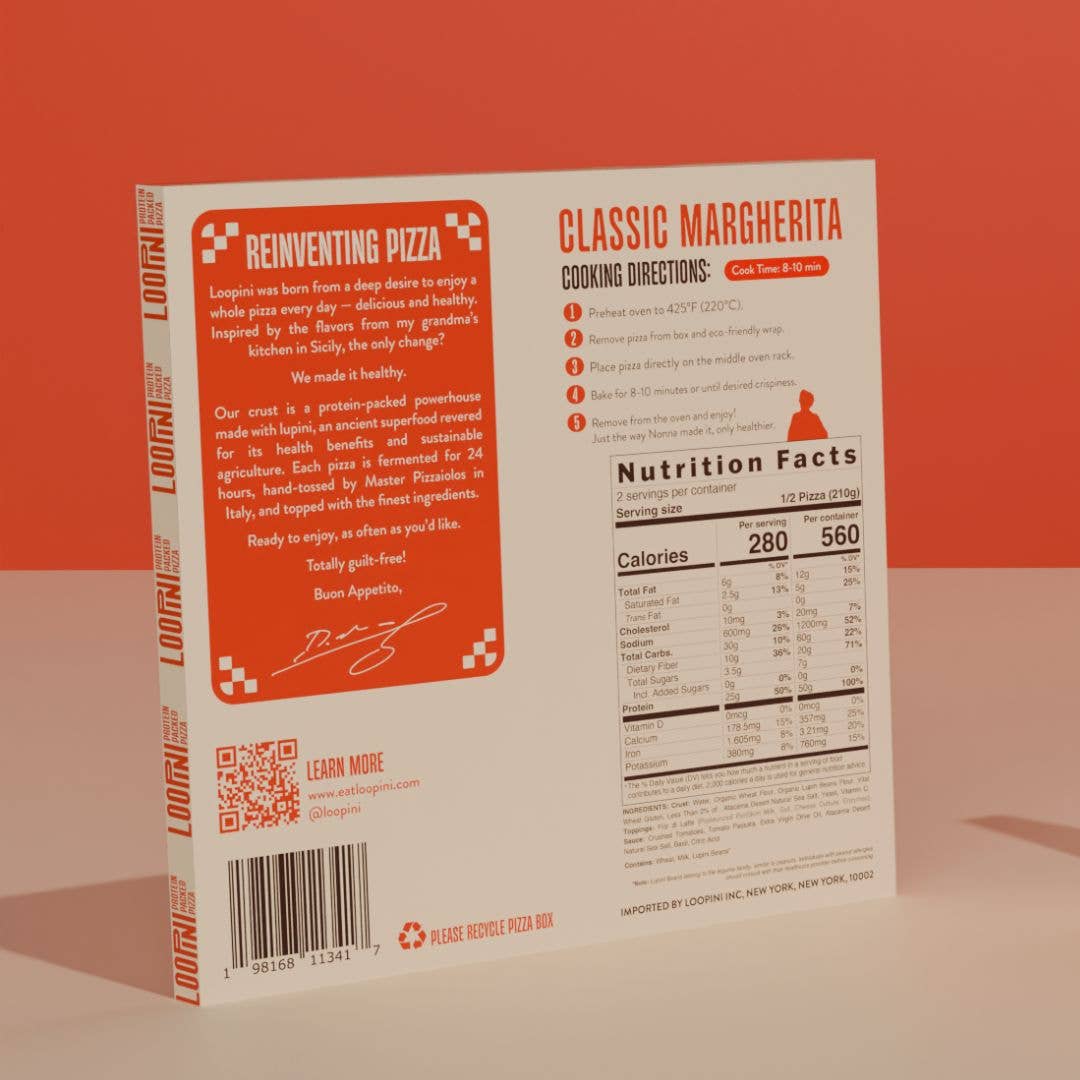LOOPINI – wholesale Hyllstabil färdiglagad måltid – Margherita-pizza - högprotein, lågkolhydrat, tillverkad i Italien3