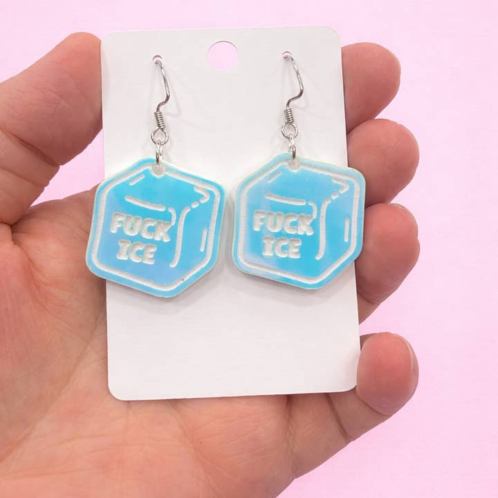 Fuck ICE Earrings – Protest Acrylic Statement Earrings for wholesale by Luna B Jewelry