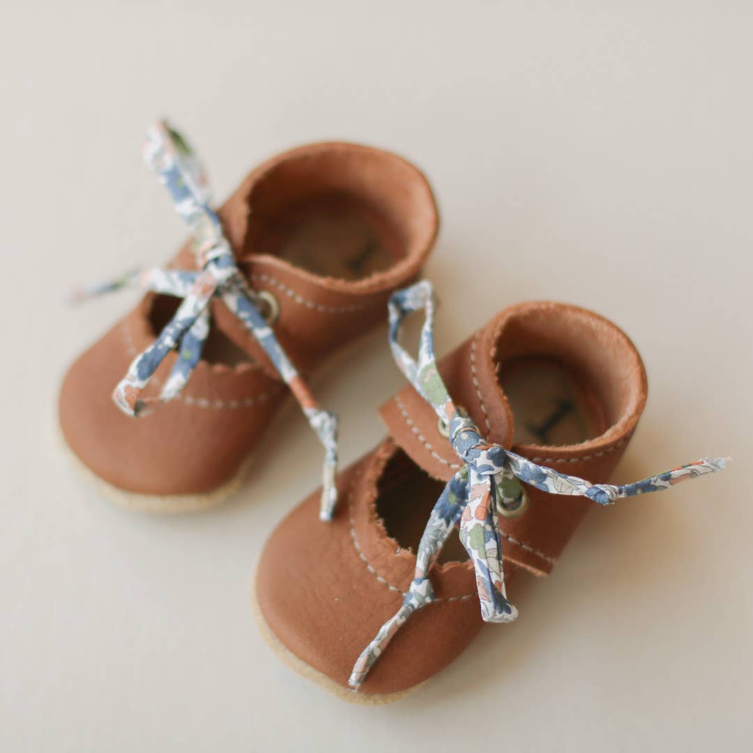 Sun & Lace - Wholesale Crib Shoes - Baby - Tie Baby Mary Janes in Walnut | Baby Girl Shoes1