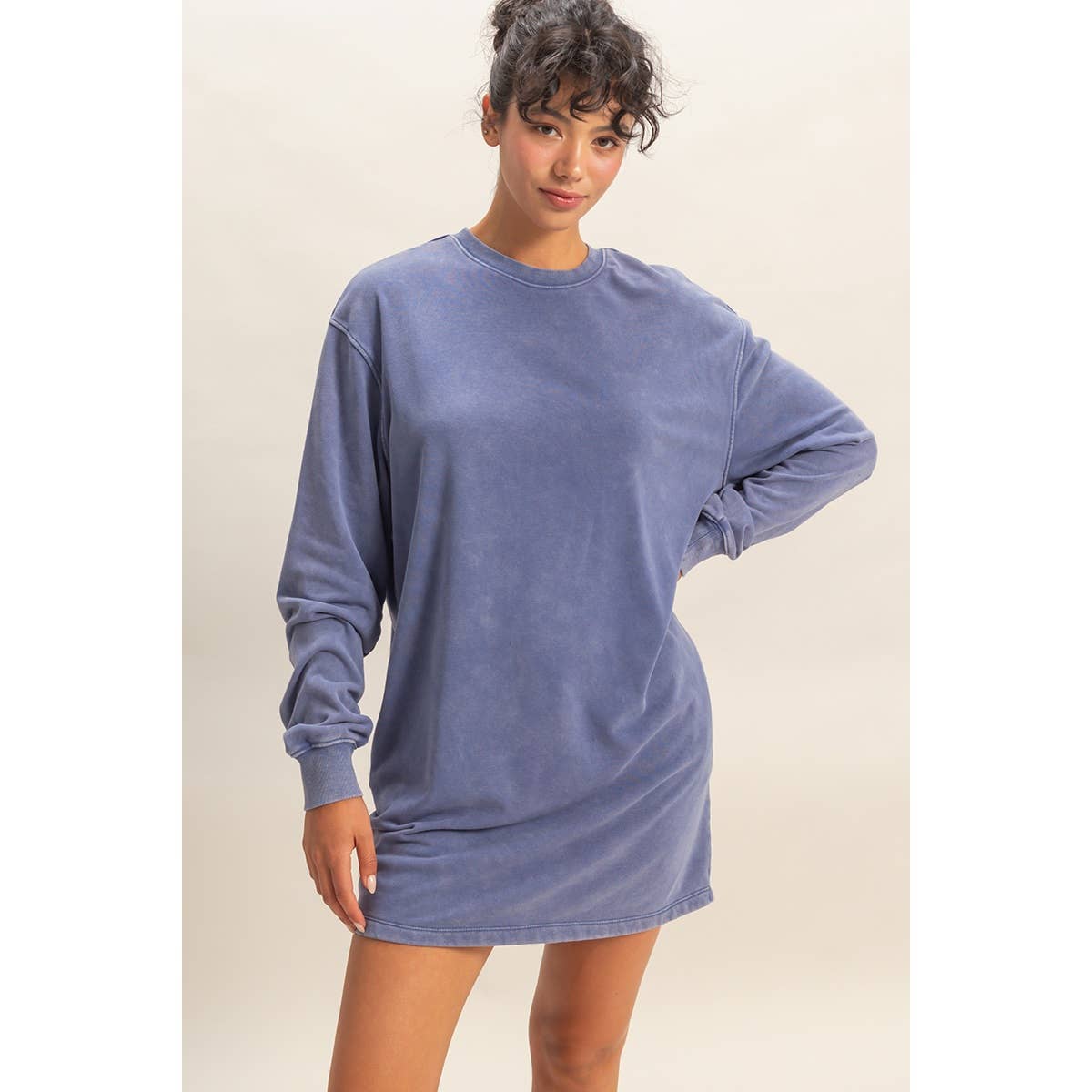 Double Zero - Venta al por mayor Vestido - Mujer - Vestido sudadera mini de gran tamaño lavado mineral42
