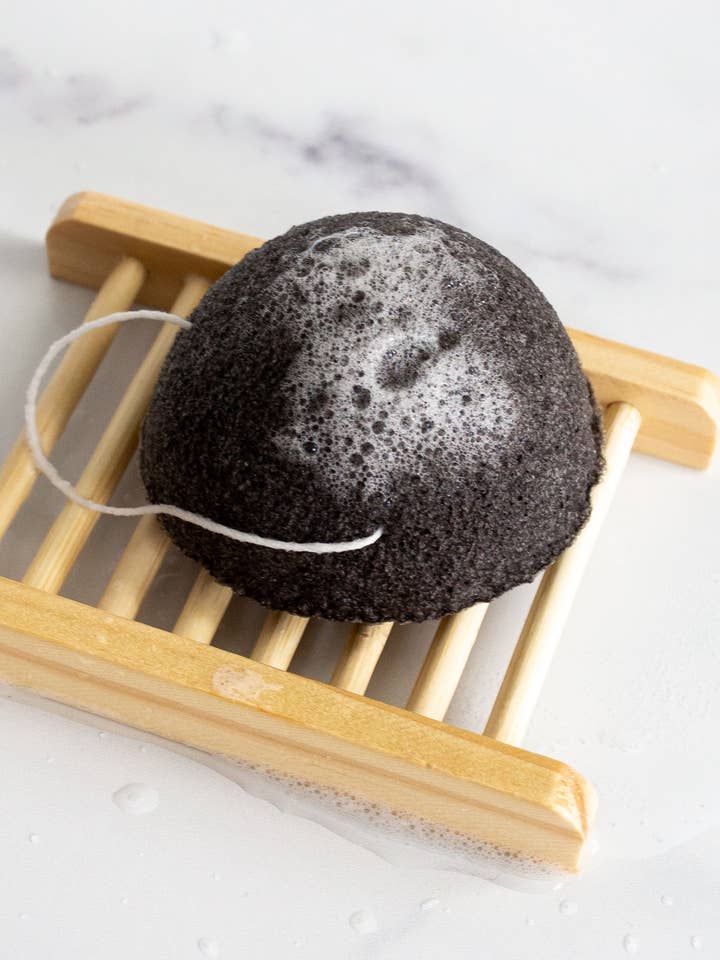 Natural Bamboo Charcoal Konjac Sponge for wholesale by Apothecary Co.