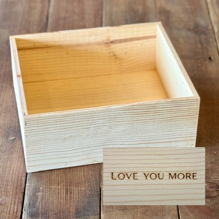 The Woodland Wood Box (open) "LOVE YOU MORE" for wholesale by Mill 54