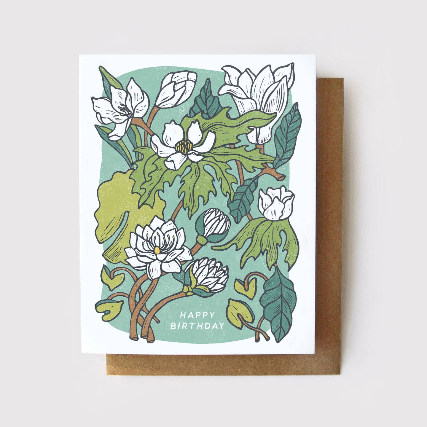 Root & Branch Paper Co. - Wholesale Birthday Card - Happy Birthday - Water Lily And Lotus Birthday Card