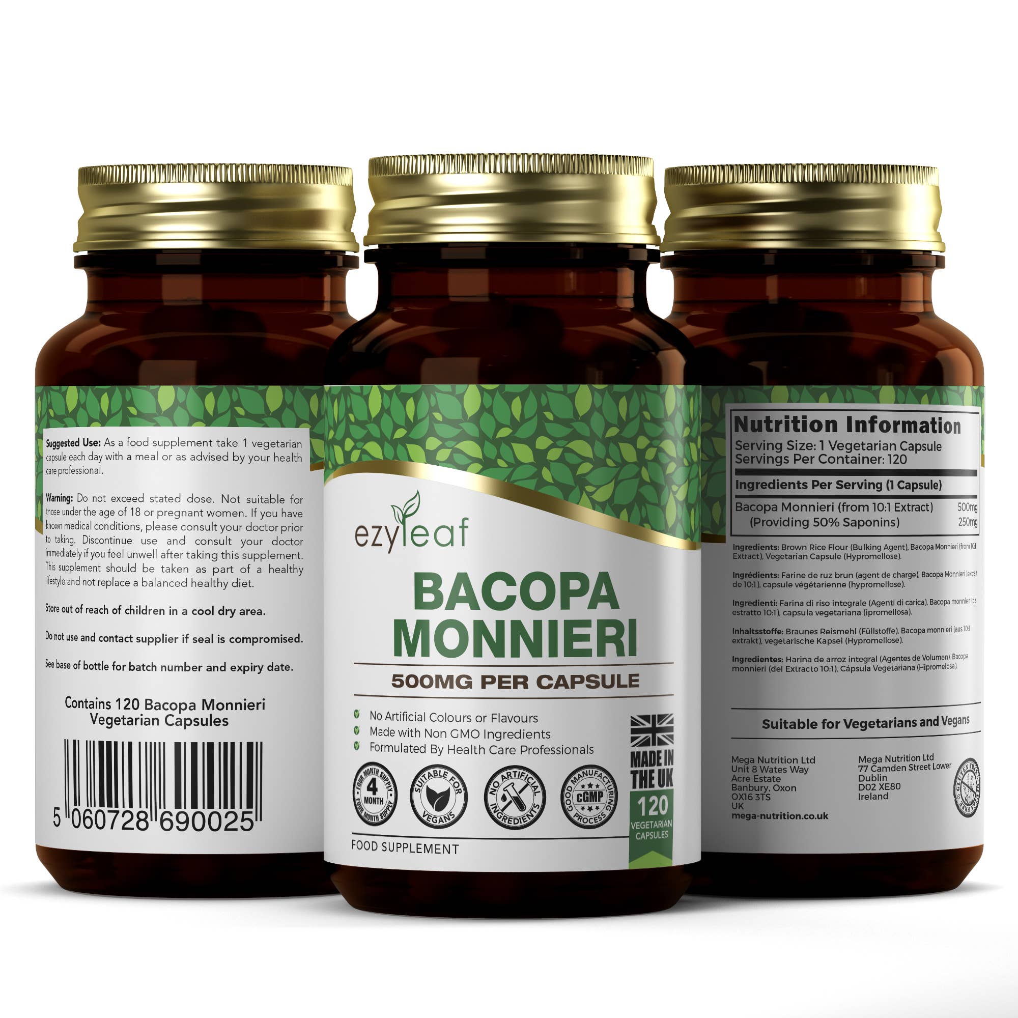 Focus Supplements – wholesale Oral supplement/vitamin – Bacopa Monnieri (500mg) 120 Capsules1