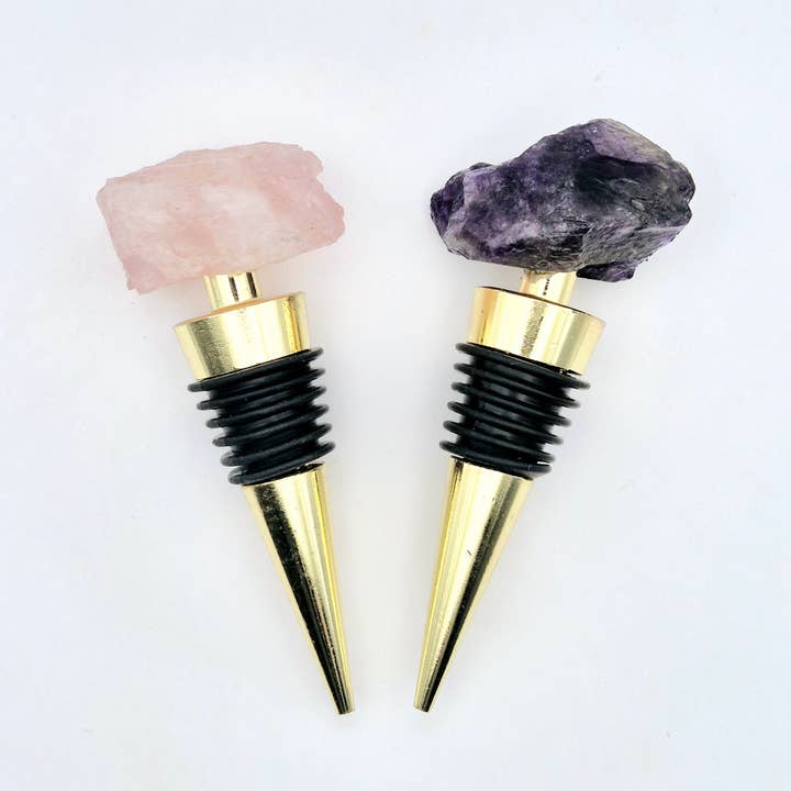 Moonlight Gemstones - Vendita all'ingrosso Tappi per vino - Tappo per vino con cristallo grezzo - quarzo rosa o ametista